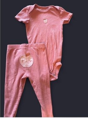 Carter's Dusty Rose Ribbed Baby Bodysuit & Pants Set